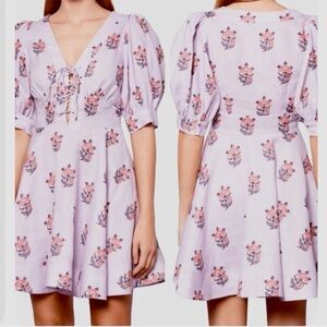 House of Harlow 1960 Floral Linen Blend Dress
Puff Sleeves Front Lace Size 4